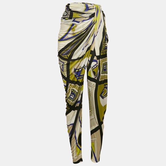 Emilio Pucci Multicolor Printed Jersey Draped Trousers S